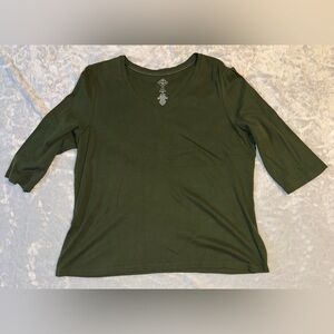 Goodfellow & Co Olive Green V-Neck Long Sleeve Top